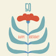 Happy 50th Birthday Big Red Flower Confetti-exploding Greetings Card