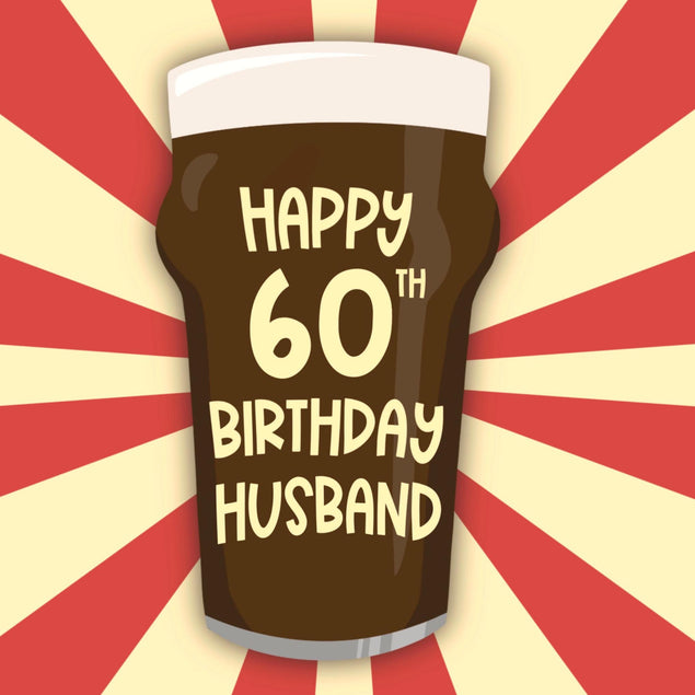 Husband Glass Of Beer 60th Birthday Confetti-exploding Greetings Card