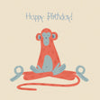Orange Yoga Monkey Happy Birthday Confetti-exploding Greetings Card