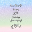 Happy 30th Wedding Anniversary Parents Rings Blue Gradient Confetti-exploding Greetings Card