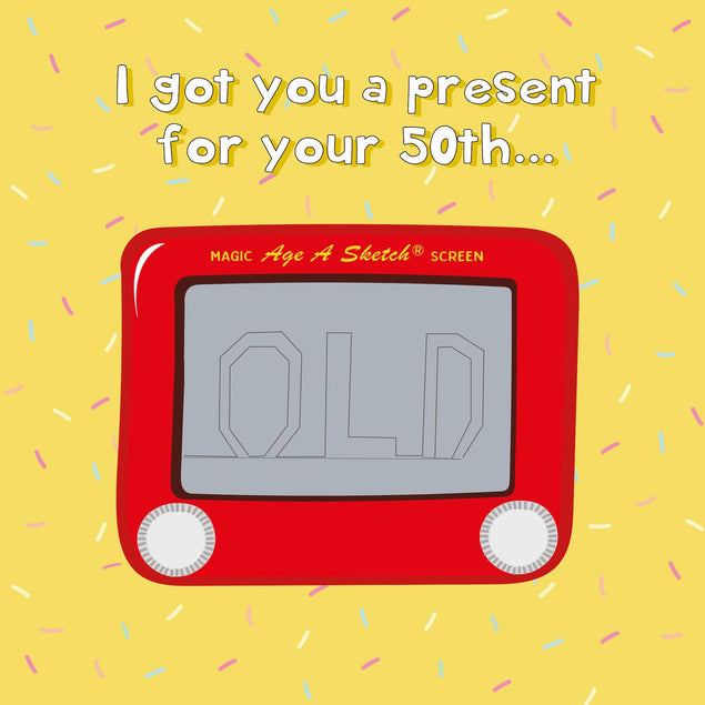 Etch A Sketch Happy 50th Birthday Confetti-exploding Greetings Card