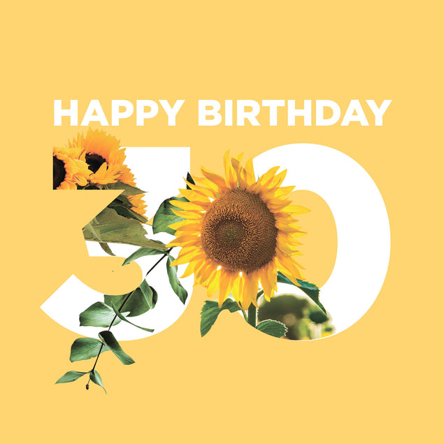 Simple Floral Happy 30th Birthday Confetti-exploding Greetings Card