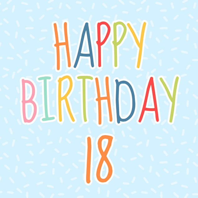 Stripes On A Blue Background Happy 18th Birthday Confetti-exploding Greetings Card
