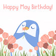 Little Penguin Happy May Birthday Confetti-exploding Greetings Card
