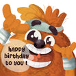 Cute Animal Happy Birthday Little Brother Confetti-exploding Greetings Card