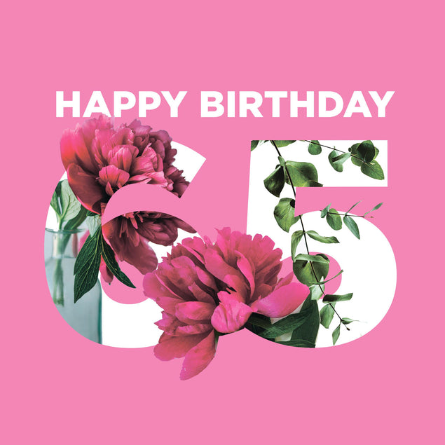 Simple Floral Happy 65th Birthday Confetti-exploding Greetings Card
