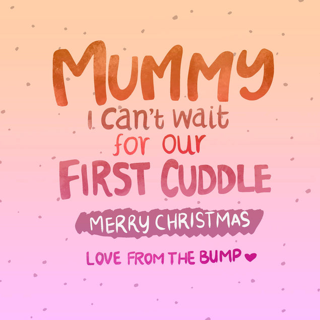 Merry Christmas Mummy Waiting For Our First Cuddle Pink Confetti-exploding Greetings Card