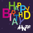 Colorful Letters Happy Birthday Auntie Confetti-exploding Greetings Card