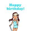 Tennis Player Happy Birthday Confetti-exploding Greetings Card