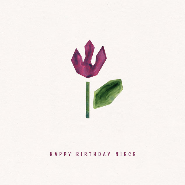 Purple Watercolor Tulip Happy Birthday Niece Confetti-exploding Greetings Card