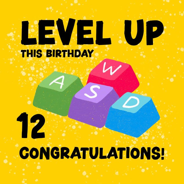 Level Up This Birthday Happy 12th Birthday Confetti-exploding Greetings Card