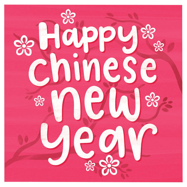 Happy Chinese New Year Pink Theme Confetti-exploding Greetings Card