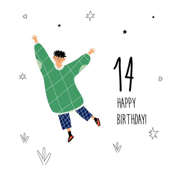 Cheerful Teenager Happy 14th Birthday Confetti-exploding Greetings Card