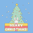 Merry Christmas Cartoon Rabbit With Gifts Confetti-exploding Greetings Card
