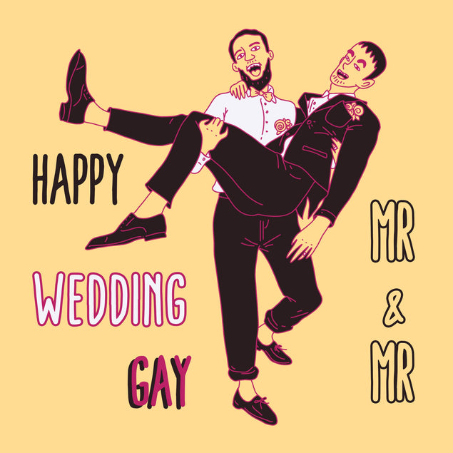 Happy Wedding Gay Mr & Mr Confetti-exploding Greetings Card