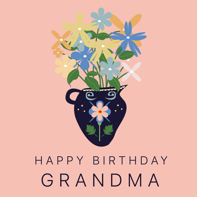 Flowers In A Vase For Grandma Birthday Confetti-exploding Greetings Card