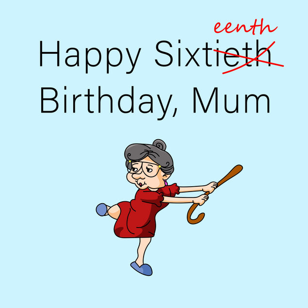 Happy 60th Birthday Mum Energetic Elderly Lady Confetti-exploding Greetings Card