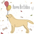 Golden Labrador With Balloons Happy Birthday Confetti-exploding Greetings Card