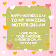 Happy Mother's Day To Mother-in-law Cute Confetti-exploding Greetings Card