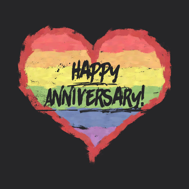 Anniversary LGBTQ+ Rainbow Heart Confetti-exploding Greetings Card