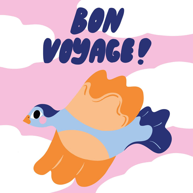 Flying Bird Bon Voyage Confetti-exploding Greetings Card