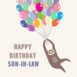 Happy Birthday Son-in-law Sloth And Balloons Confetti-exploding Greetings Card