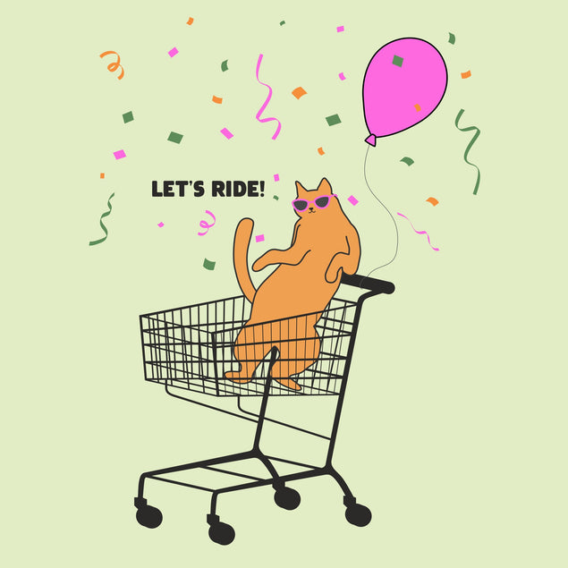 Ginger Cat In Cart Happy Birthday Girl Confetti-exploding Greetings Card