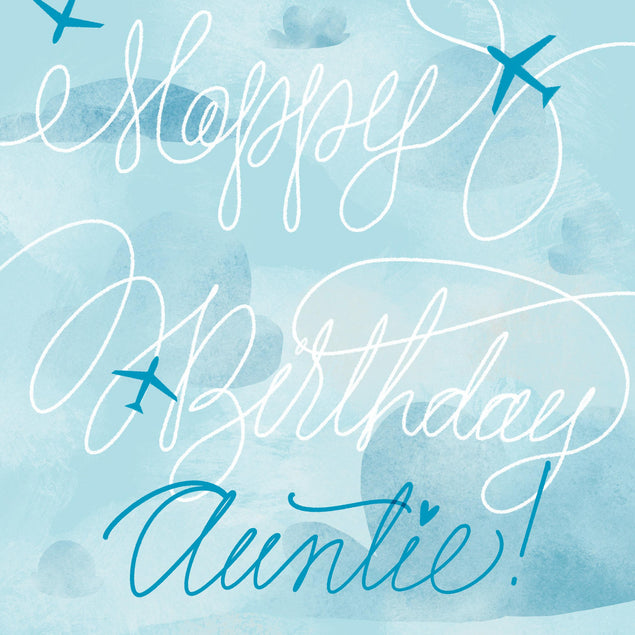 Blue Sky And Planes Happy Birthday Auntie Confetti-exploding Greetings Card
