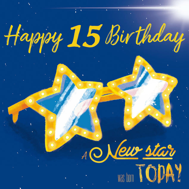 A New Star Was Born Today Happy 15th Birthday Confetti-exploding Greetings Card