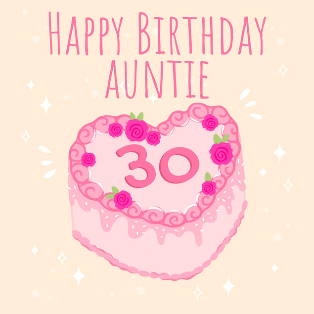 Heart Cake Auntie 30th Birthday Confetti-exploding Greetings Card