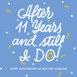 Blue Background Happy Anniversary My Beloved Husband Confetti-exploding Greetings Card
