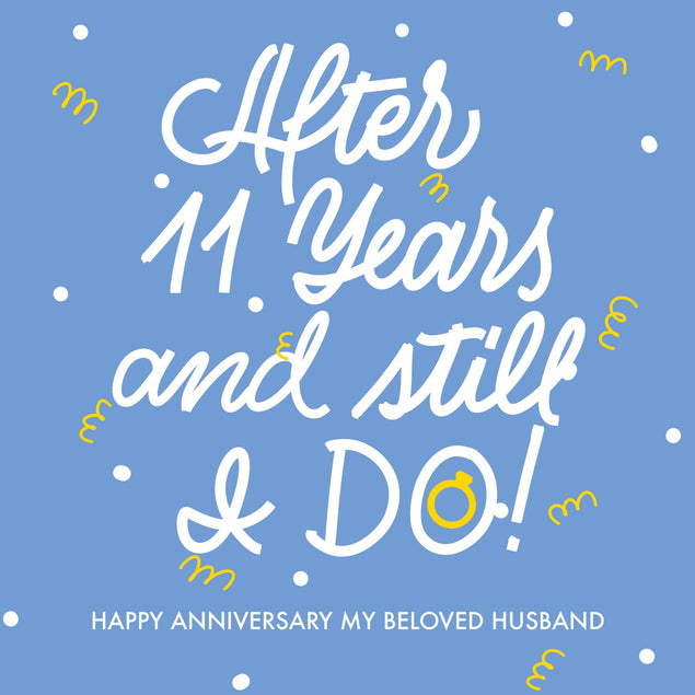 Blue Background Happy Anniversary My Beloved Husband Confetti-exploding Greetings Card