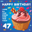 Happy 47th Birthday Cupcake Confetti-exploding Greetings Card