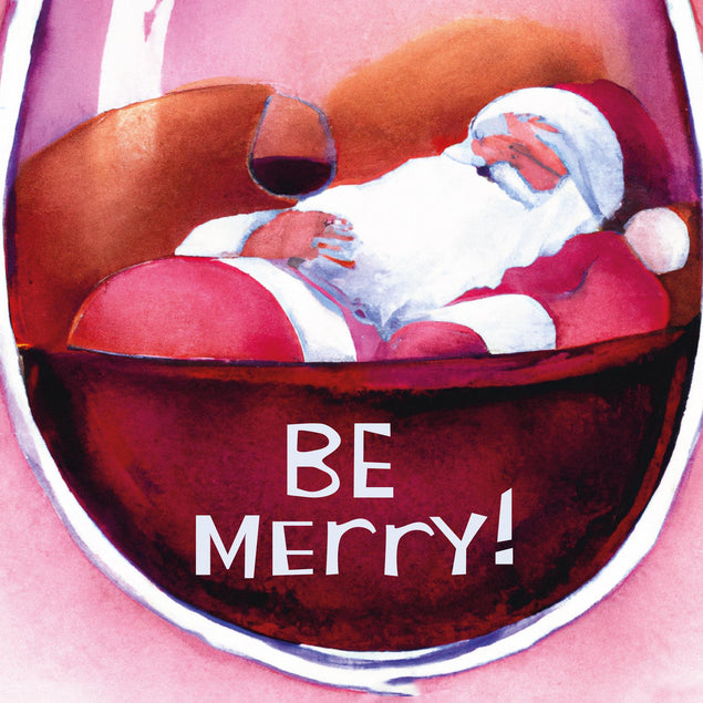 Be Merry Wine Drinking Santa Christmas Confetti-exploding Greetings Card
