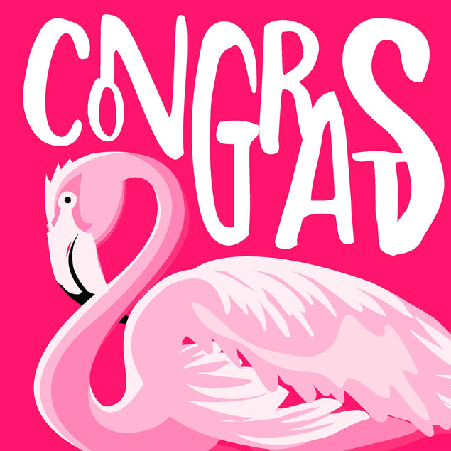 Congrats Flamingo Confetti-exploding Greetings Card