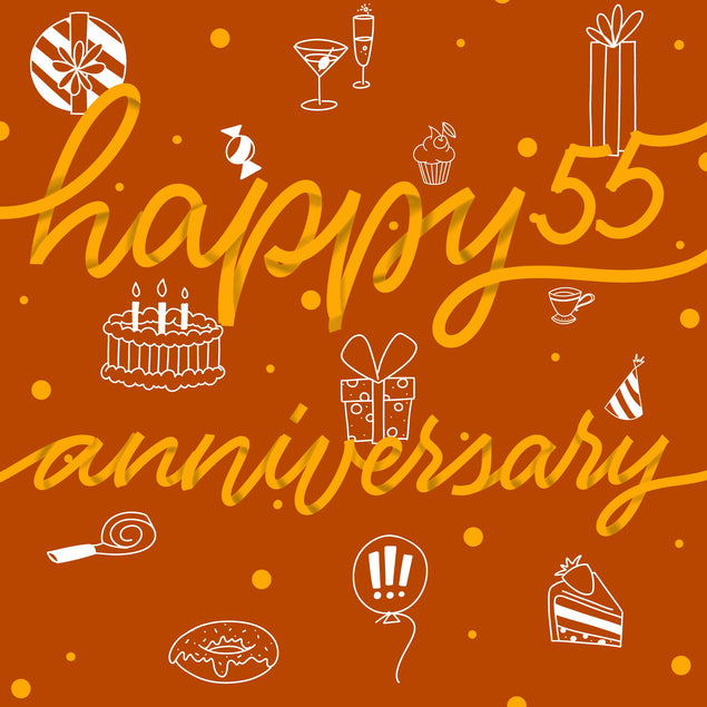 Happy 55th Anniversary Drinks And Gifts Confetti-exploding Greetings Card