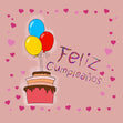 Happy Birthday Spanish Feliz Cumpleanos A Cake And Balloons Confetti-exploding Greetings Card