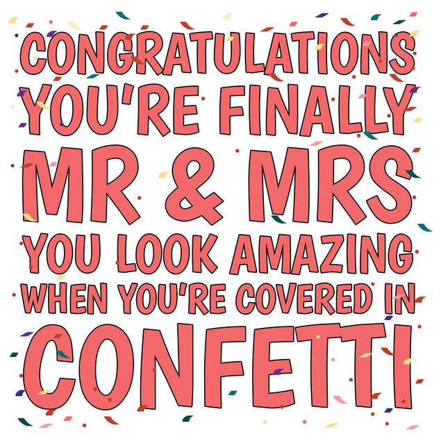 Wedding Confetti Mr Mrs Confetti-exploding Greetings Card