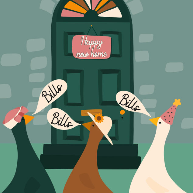 New Home Bills Bills Bills Confetti-exploding Greetings Card