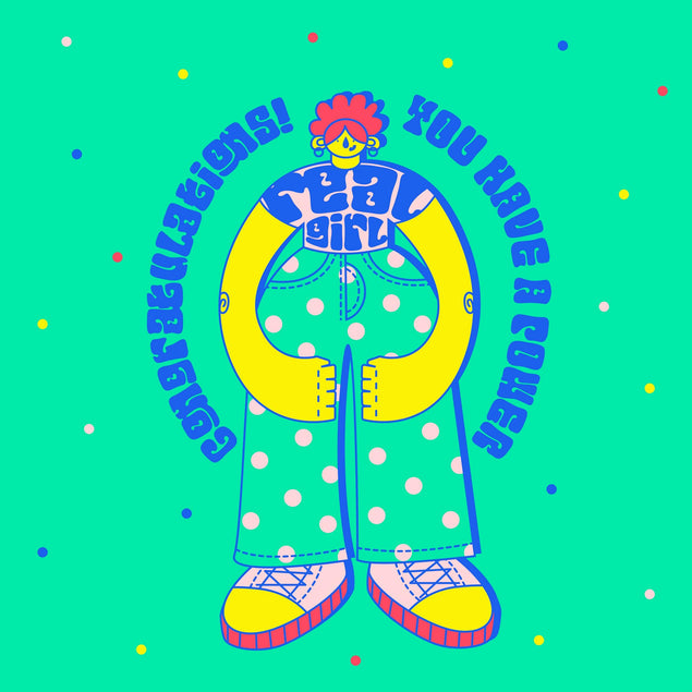 Green Background Happy Birthday Real Girl Confetti-exploding Greetings Card