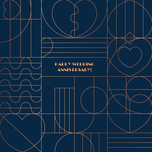 Happy Wedding Anniversary Graphic Hearts Confetti-exploding Greetings Card