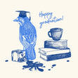 Smart Blue Bird Graduation Confetti-exploding Greetings Card
