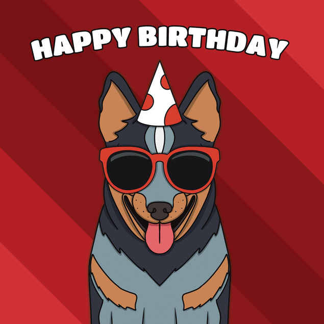 Cool Blue Heeler Dog Birthday Confetti-exploding Greetings Card