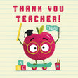 Thank you Teacher Cute Apple Confetti-exploding Greetings Card