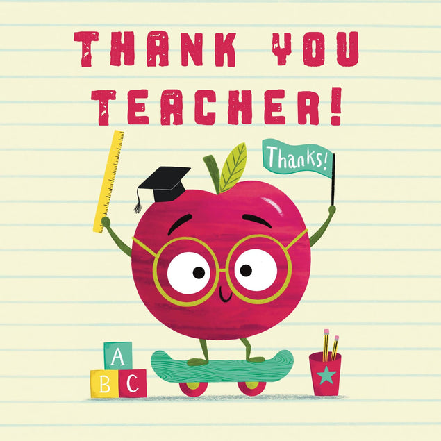 Thank you Teacher Cute Apple Confetti-exploding Greetings Card