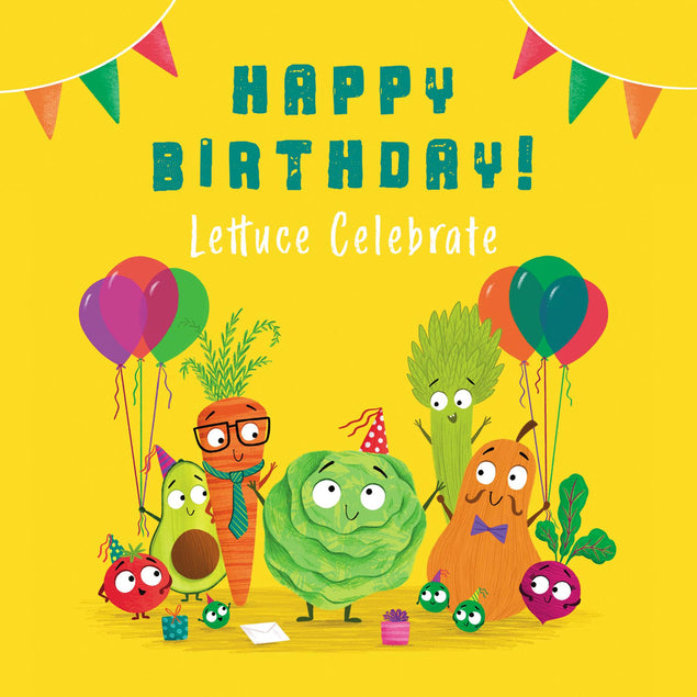 Happy Birthday Lettuce Celebrate Confetti-exploding Greetings Card