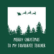 Green Background Merry Christmas My Favourite Teacher Confetti-exploding Greetings Card
