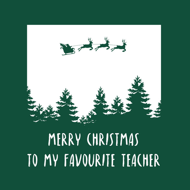 Green Background Merry Christmas My Favourite Teacher Confetti-exploding Greetings Card