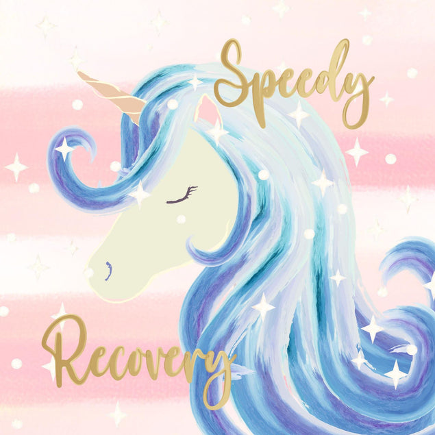 Speedy Recovery Unicorn Confetti-exploding Greetings Card