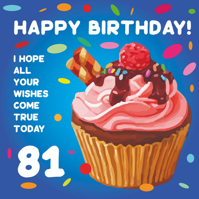 Happy 81st Birthday Cupcake Confetti-exploding Greetings Card